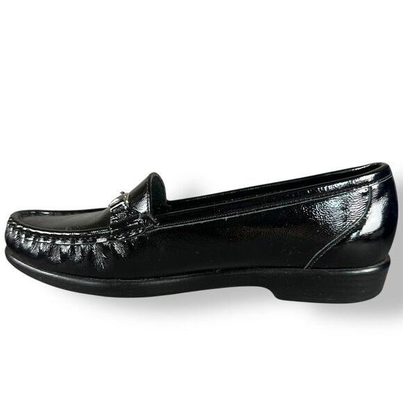 SAS Metro Leather Loafers Tripad Comfort Foot Bed Black Patent WMNS SZ 6.5 M EUC - Picture 9 of 10